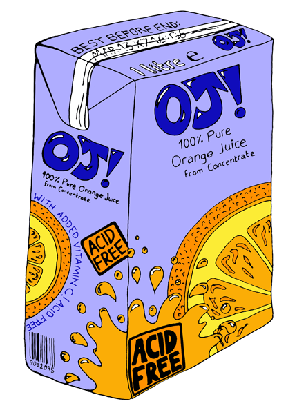 Acid free orange juice